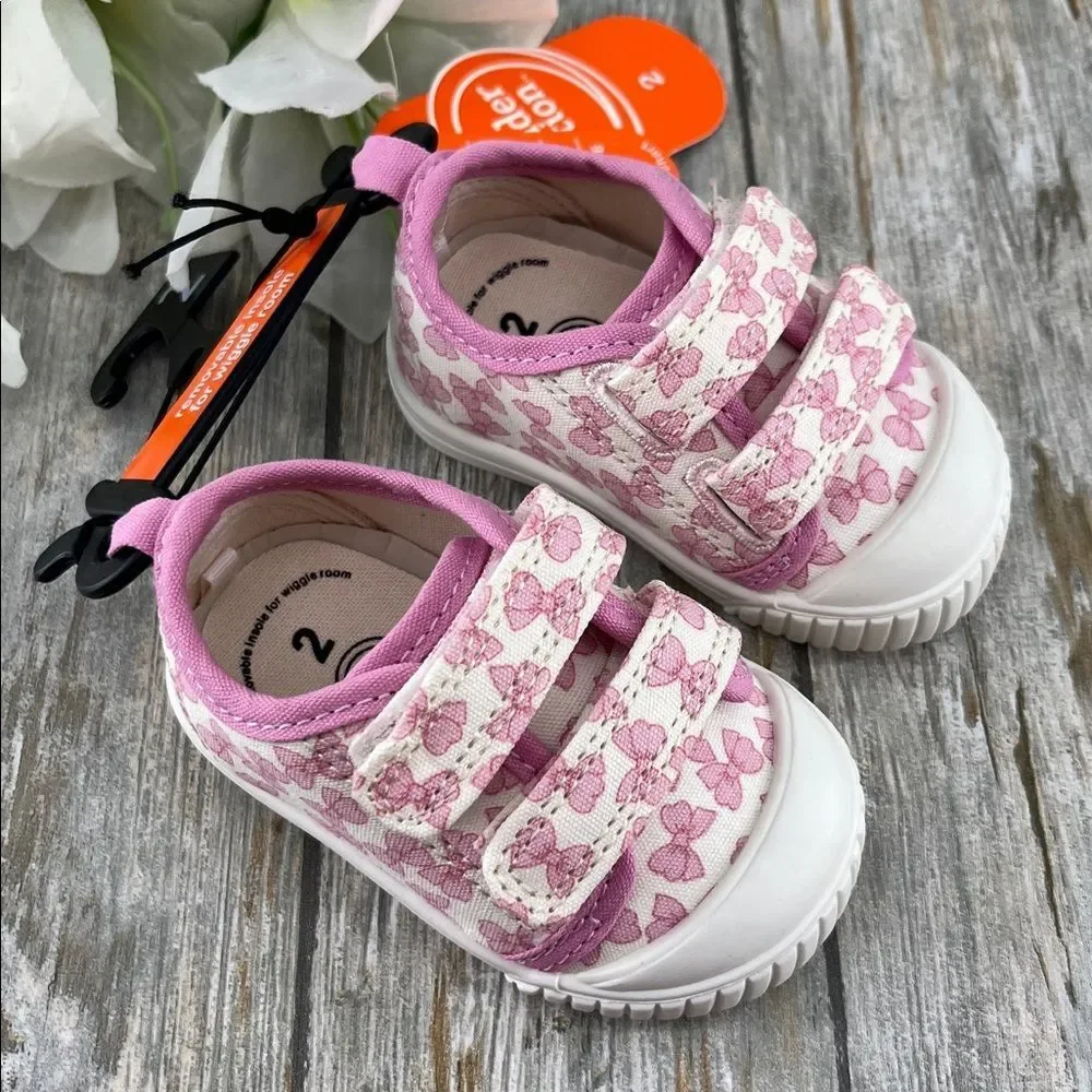 Baby Girls Two Strap Bump Toe Sneakers Shoes Size 2